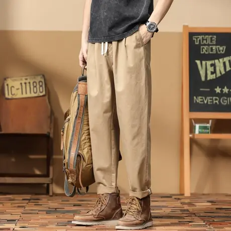 潮流工装裤宽松夏季男士休闲裤时尚百搭韩版潮流裤子薄款运动纯色商品大图