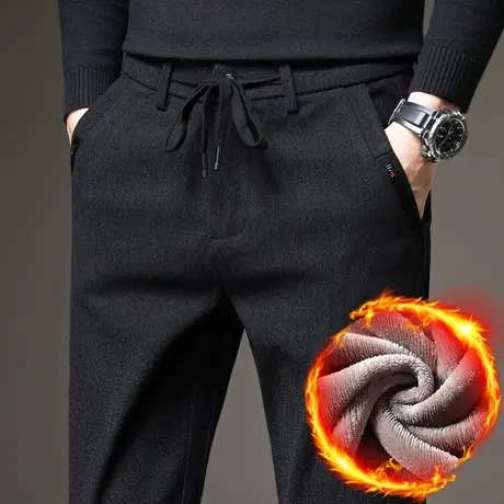 秋冬季男裤2023年新款男士加绒裤子加厚休闲长裤保暖外穿直筒宽松商品大图