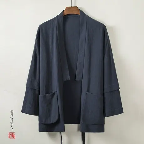 新中式汉服元素夹克男宽松复古中国风男装风衣开衫道袍暗黑系外套商品大图