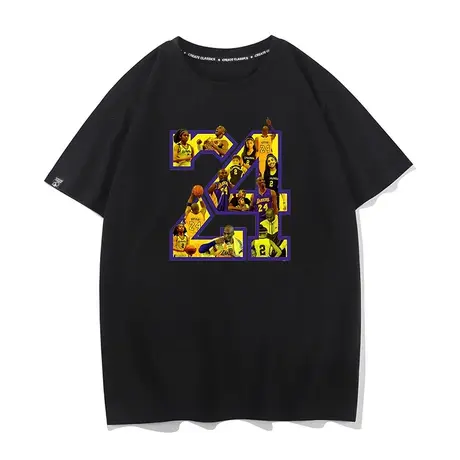 秀洛湖人科比纪念衫24号短袖t恤篮球运动男情侣宽松棉2号球衣体恤图片