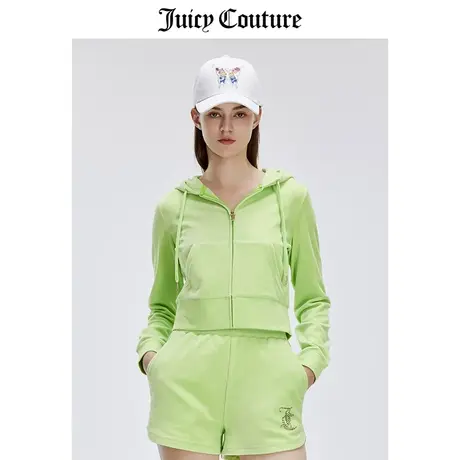 Juicy Couture橘滋春夏新款外套美式高腰显瘦天鹅绒丝绒上衣女图片