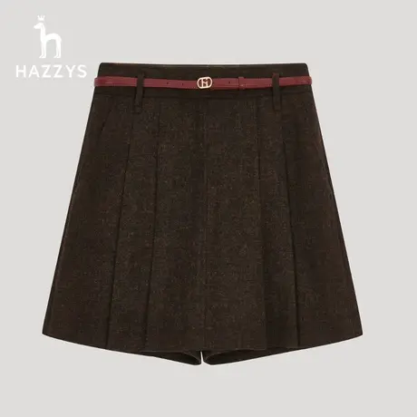 【商场同款】Hazzys哈吉斯羊毛短裤女士秋冬季新款休闲时尚裙裤商品大图