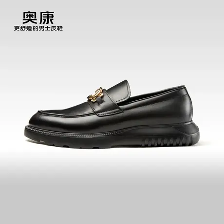 AOKANG奥康春季新款商务休闲皮鞋男士气质软底舒适一脚蹬单鞋商品大图