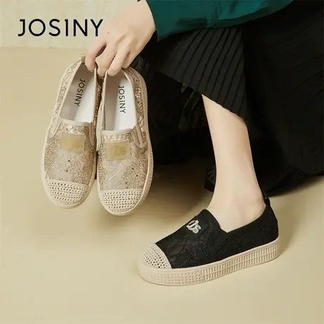 Josiny/卓诗尼渔夫鞋女2024新款春季爆款黑色浅口一脚蹬休闲女鞋商品大图
