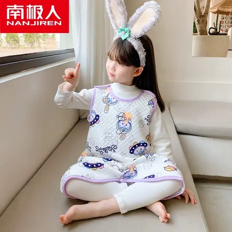 南极人儿童秋冬背心马甲式夹棉睡衣女童防踢加厚保暖分腿连体睡裙商品大图