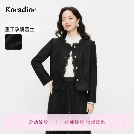 【盈动绽放】珂莱蒂尔2025春季法式蕾丝优雅短外套女通勤淑女上衣图片