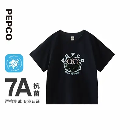 小猪班纳童装2025夏装新款儿童短袖T恤中大童男童圆领上衣女童潮图片