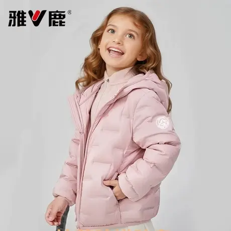 雅鹿女童粉色轻薄羽绒服2025新款冬季中大童儿童保暖内胆外套商品大图