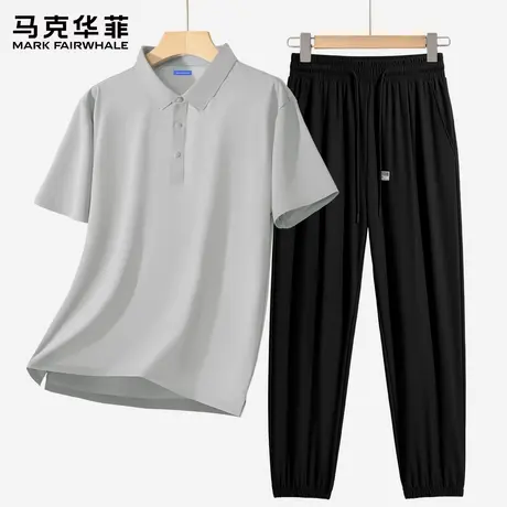马克华菲夏季POLO衫运动套装男款短袖中青年冰丝束脚裤2025新款X商品大图