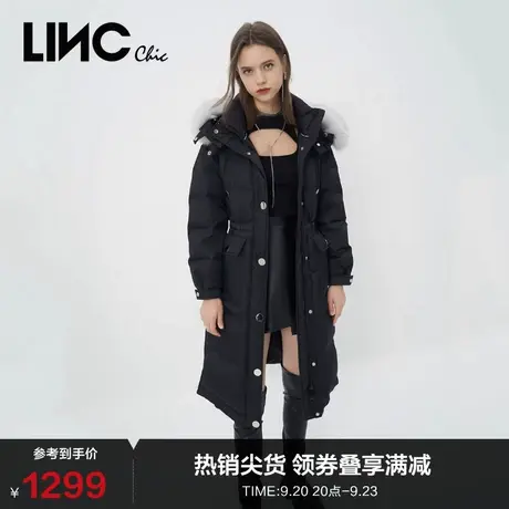 LINCCHIC金羽杰羽绒服女轻奢皮草风衣感长款羽绒服女冬Y22808350商品大图
