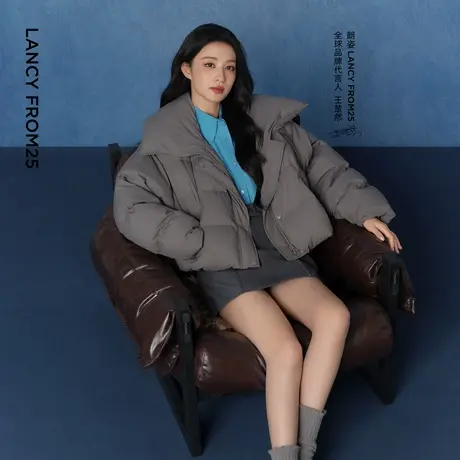 【王楚然同款】朗姿霍尔多巴吉鹅绒羽绒服简约高领2025年冬季新款商品大图