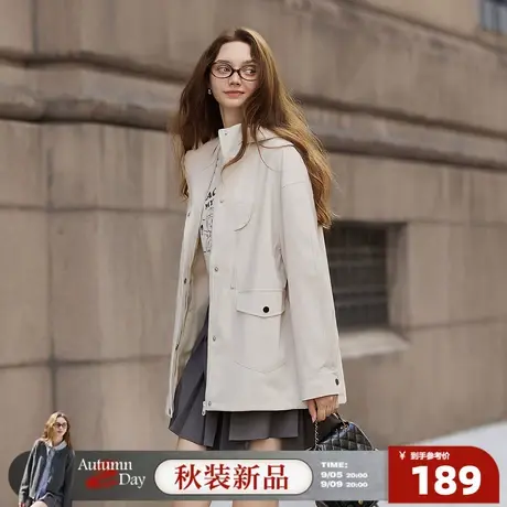 唐狮2025春秋季工装外套女连帽休闲通勤风短款早秋独特超好看外套图片