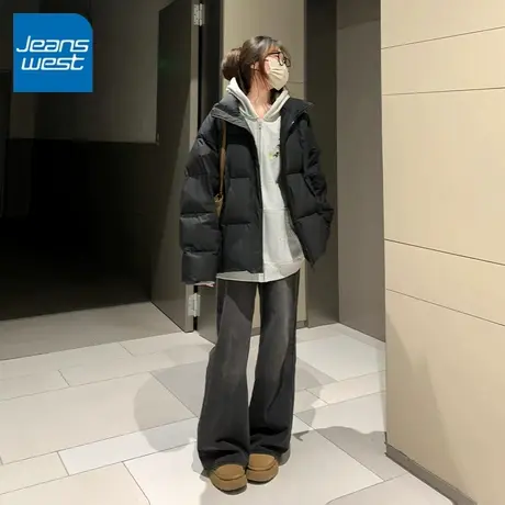 KV真维斯黑色羽绒棉服女2025新款冬季小个子棉衣棉袄加厚保暖上衣商品大图