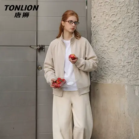 唐狮官方拉链卫衣外套女2026新款春季短款开衫美式宽松立领上衣VC图片