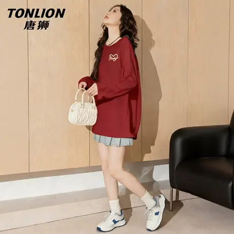 唐狮官方红色长袖t恤女春秋款2026新款女士本命年马年过年衣服VB图片