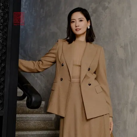 EP雅莹高端系列 质感骆驼绒戗驳领西装外套 2023秋冬新款1109A商品大图