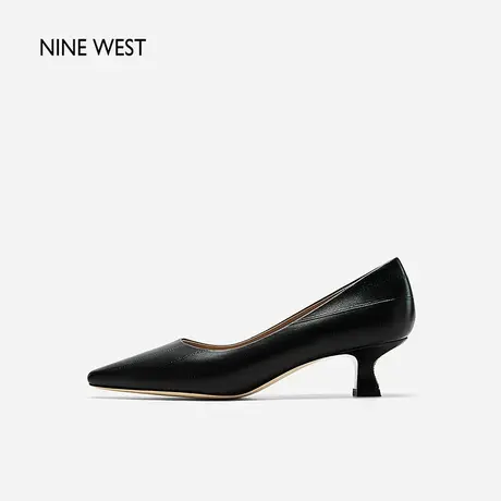 Nine West/玖熙方头猫跟简约气质单鞋2023秋新款低跟舒适通勤女鞋图片