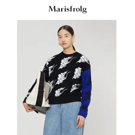 玛丝菲尔2021冬季新款羊毛毛针织复古毛衣女商品大图