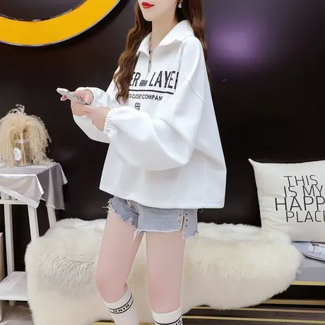 短款小个子卫衣外套女2023年秋季新款宽松慵懒风百搭春秋薄款上衣图片