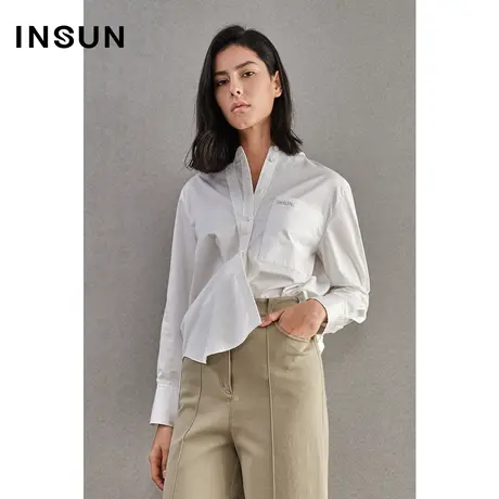 INSUN恩裳春季棉质宽松长袖衬衫图片