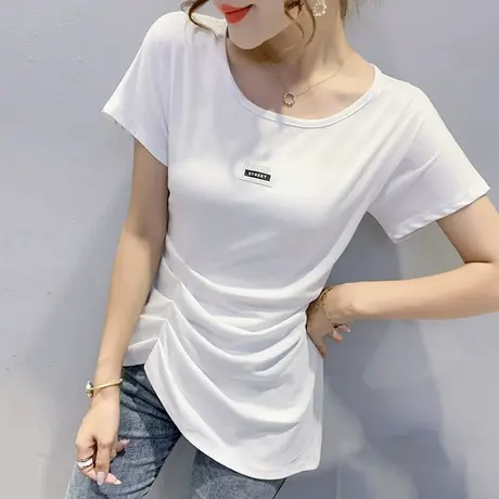 时尚不规则T恤女短袖夏设计感小众上衣洋气收腰显瘦丅恤半袖ins潮商品大图