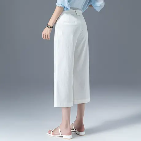 白色直筒裤女夏季薄款七分裤宽松阔腿裤2025新款休闲八分冰丝裤子商品大图