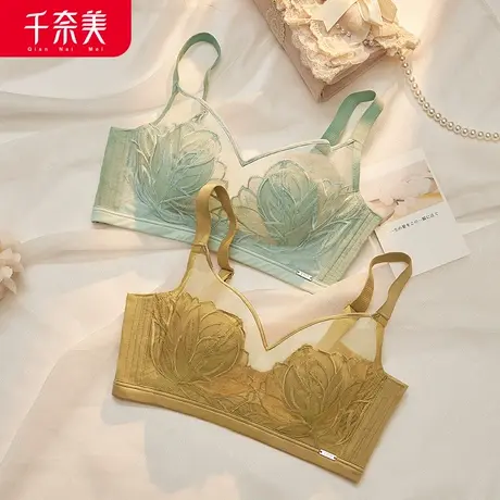 千奈美大胸显小内衣女夏天薄款超薄半钢圈防下垂文胸大码胸罩商品大图