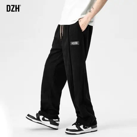 男士高街华夫格裤子男潮牌男裤休闲裤直筒垂感长裤宽松直筒裤秋季商品大图