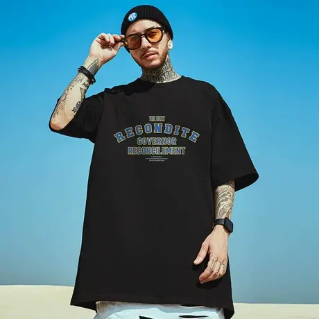 2024夏季新款加肥加大短袖T恤男纯棉薄款国潮牌宽松半袖大码男装商品大图