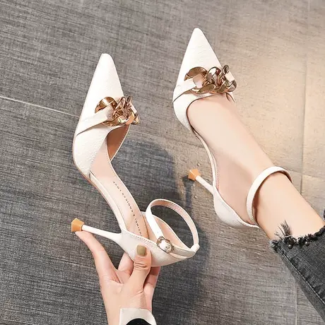 高跟鞋女细跟性感2024年春季新款中空凉鞋一字带工作百搭职业女鞋商品大图