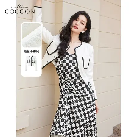 missCOCOON法式小香风外套女2023新款春季撞色复古名媛千金短外套商品大图