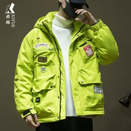 2023冬季工装连帽羽绒服男美式户外滑雪服宽松大码男士保暖外套潮商品大图