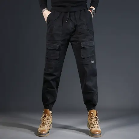 美式工装裤子男士秋冬款宽松长裤黑色重磅束脚休闲裤男2023新款商品大图