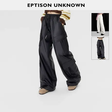 【所有女生的衣橱直播间】EPTISON工装皮裤复古宽松高腰休闲裤商品大图
