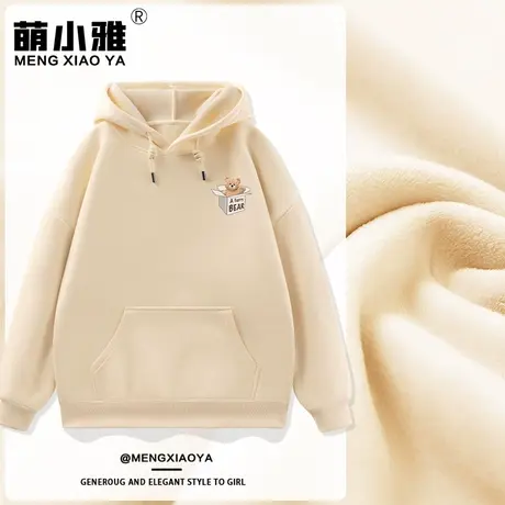 爆款加绒加厚卫衣女宽松带帽上衣冬季2024年新款女装学生秋冬外套图片