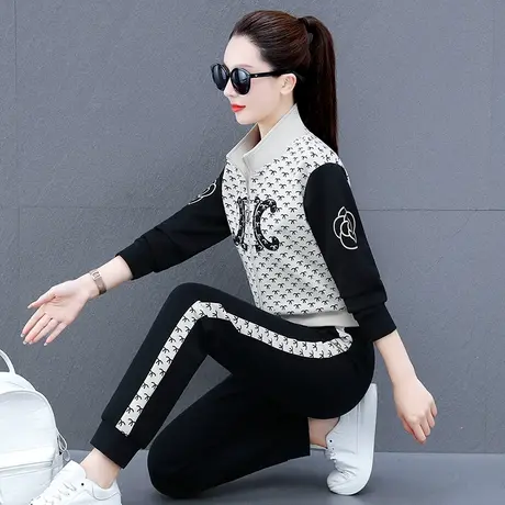 半拉链立领休闲运动套装女春秋2024年新款洋气中年妈妈减龄两件套商品大图