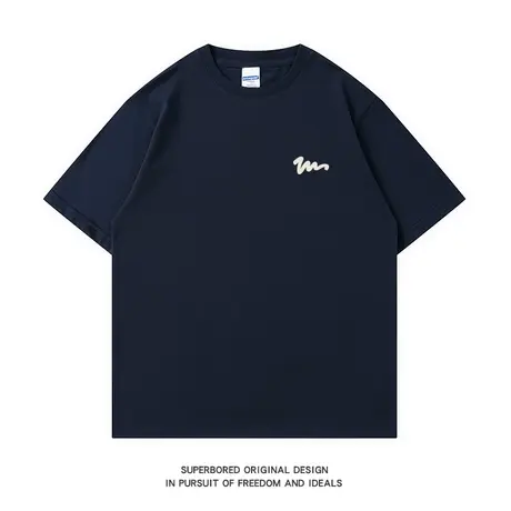 夏季圆领半袖简约字母胸标印花短袖t恤男港风宽松休闲打底衫体恤图片