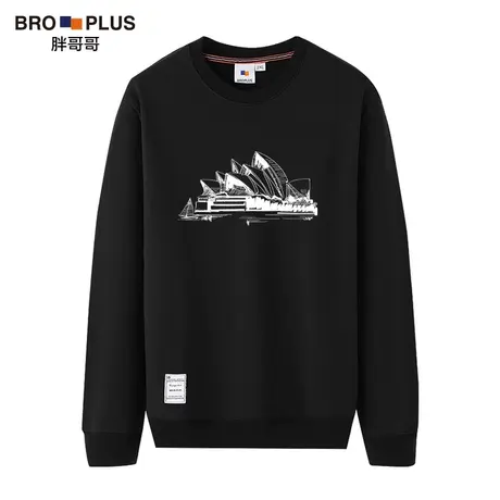 胖哥哥大码男装卫衣秋季男加绒圆领宽松打底衫加肥加大潮胖200斤商品大图