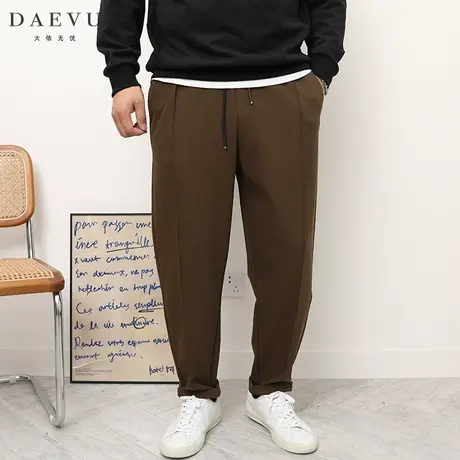 DAEVU秋新款咖啡色韩版大号潮胖子小脚弹力加肥加大码男士休闲裤图片