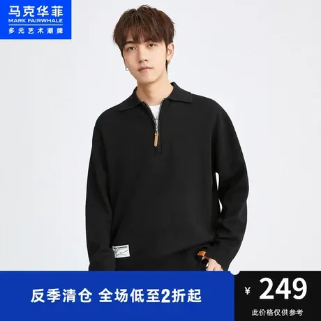 马克华菲纯色品牌贴标POLO款针织毛衣男2023春新款简约休闲套头图片