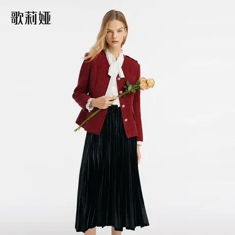 歌莉娅小香风短外套女红色春季新款气质通勤外搭上衣1C1R6E110图片
