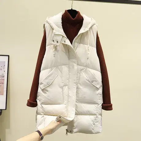羽绒棉马甲女中长款2023新款韩版秋冬季宽松外穿背心坎肩马夹外套图片