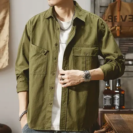 Modi Nick/摩帝尼克春夏百搭衬衫男士盐系男友穿搭纯色百搭男休闲图片