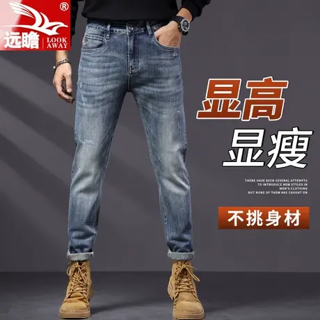 男士牛仔裤202春3秋季新款韩版潮流修身小脚弹力直筒休闲裤子男款商品大图
