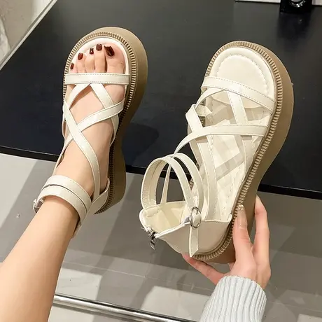 罗马凉鞋女厚底休闲百搭鞋子2023年春夏新款时尚百搭复古爆款女鞋图片