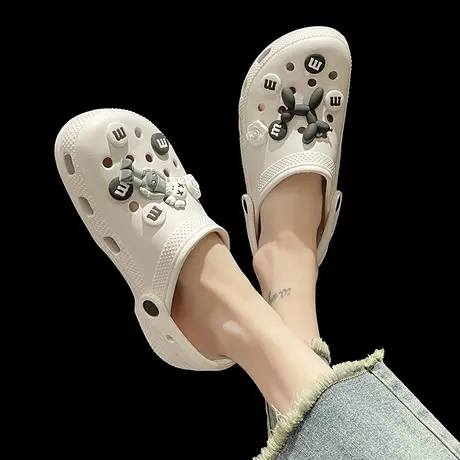 厚底洞洞鞋女夏季外穿护士鞋可爱芝麻街踩屎感防滑沙滩包头凉拖鞋商品大图