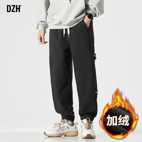 男生冬季加绒卫裤男束脚潮牌休闲裤子2024新款男裤百搭运动裤加厚图片