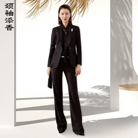 颈袖添香2023春秋商务职业装套装女羊毛大牌女装气质西装正装商品大图