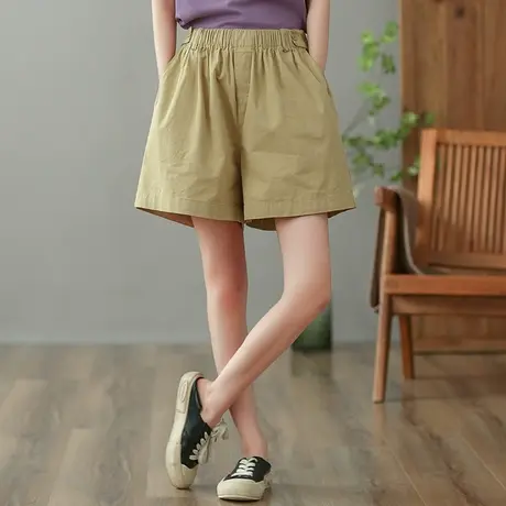 dza 高腰显瘦短款休闲裤女2023夏季五分直筒裤短裤宽松百搭阔腿裤商品大图