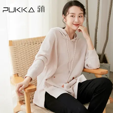 蒲PUKKA 女装棉质连帽套头衫2022冬装新款运动休闲卫衣商场同款图片